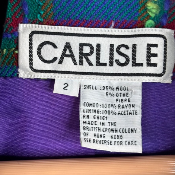 VTG Carlisle Wool Plaid Pea Coat 2 Double Breasted Velvet Old Money Retro Twee - Picture 6 of 13